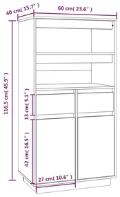 Ντουλάπι Ψηλό Καφέ Μέλι 60x40x116,5 εκ. από Μασίφ Ξύλο Πεύκου - Καφέ