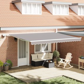 vidaXL Χειροκίνητη Τέντα με LED Γκρι 450 x 300 εκ