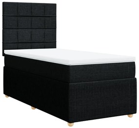 vidaXL Κρεβάτι Boxspring με Στρώμα Μαύρο 90x190 εκ.Υφασμάτινο