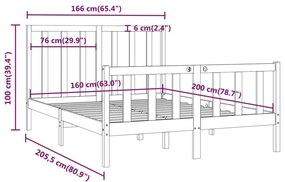 Πλαίσιο Κρεβατιού Λευκό 160 x 200 εκ. από Μασίφ Ξύλο - Λευκό