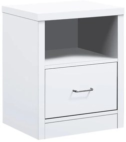 WOODWELL CALIBER Κομοδίνο με 1 Συρτάρι + 1 Ράφι, Απόχρωση Άσπρο 47x39x60cm Ε7387,1