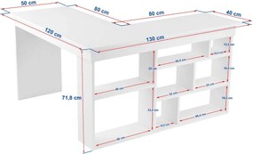 Γραφείο Γωνιακό Καρυδί / Λευκό VESPER 130x120x72