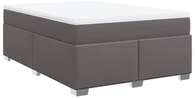 vidaXL Κρεβάτι Boxspring με Στρώμα Γκρι 140x190εκ. από Συνθετικό Δέρμα