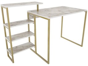 Γραφείο Rino 322RTC1307 133x60x76,8cm Marble Effect White-Gold