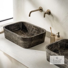 Fossil Gaia Emperador Dark Επιτραπέζιος Μαρμάρινος Νιπτήρας 60x38εκ