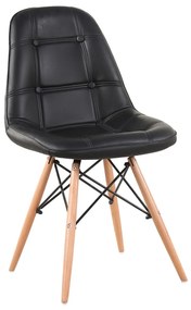 Καρέκλα PEEP Μαύρο PVC/Ξύλο 44x52.5x84cm