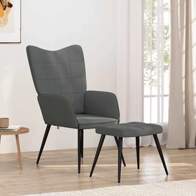 vidaXL Πολυθρόνα Relax Σκούρο Γκρι Υφασμάτινη με Σκαμπό