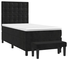 vidaXL Κρεβάτι Boxspring με Στρώμα Μαύρο 100x200 εκ. Βελούδινο