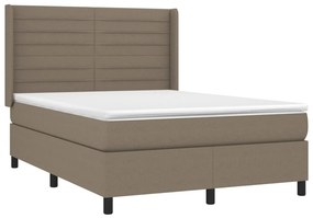 vidaXL Κρεβάτι Boxspring με Στρώμα &amp; LED Taupe 140x200 εκ. Υφασμάτινο