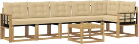 vidaXL Σειρά Καναπέ Εξωτερικού με μαξιλάρι 7 pcs Λευκό και Μπεζ