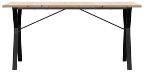 vidaXL Τραπέζι Τραπεζαρίας Πλαίσιο Y Μασίφ Πεύκο/Ατσάλι