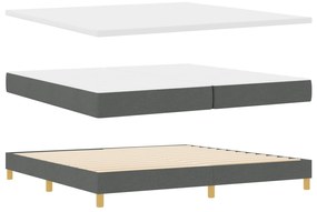 vidaXL Κρεβάτι με Σπαστό Στρατηγό με Στρώμα & LED Σκοτεινό Γκρι 200x200 εκ. Ύφασμα