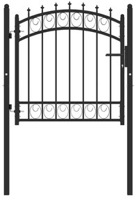 Πόρτα Περίφραξης με Ακίδες Μαύρη 100 x 100 εκ. Ατσάλινη