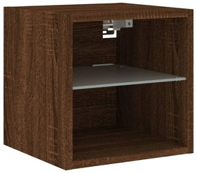 Έπιπλα Τοίχου Τηλ. με LED 2 Τεμ. Καφέ Δρυς 30x28,5x30 εκ. - Καφέ