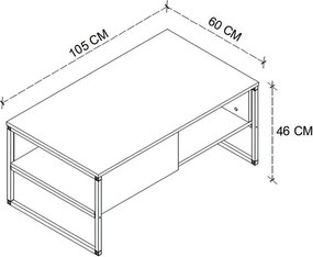 Τραπεζάκι σαλονιού Lawrence Megapap χρώμα ανθρακί 105x60x46εκ.