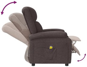 vidaXL Πολυθρόνα Μπερζέρα Μασάζ Σκούρο Καφέ Υφασμάτινη