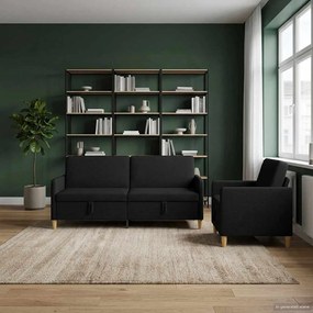 vidaXL Σαλονάκι Σετ Με Αποθηκευτικό Χώρο 2 pcs Μαύρο Πολυεστέρας