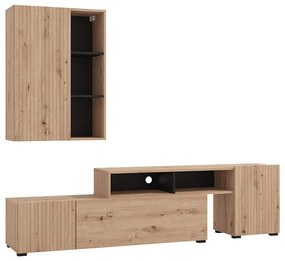 Wall Unit Balos Artisan Oak - Black 199x42x163 cm