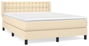 vidaXL Κρεβάτι Boxspring με Στρώμα Κρεμ 140x200 εκ. Υφασμάτινο