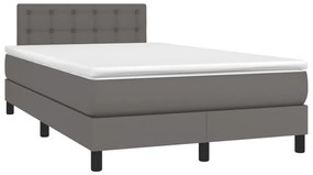 Κρεβάτι Boxspring με Στρώμα Γκρι 120x190εκ. από Συνθετικό Δέρμα - Γκρι