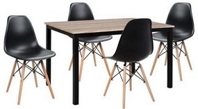Σετ Τραπεζαρίας 5τμχ HM10340 Sonama-Μαύρο 110x70x76cm 4 Θέσεων