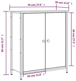 Ντουλάπι Καφέ Δρυς 70 x 30 x 80 εκ. από Επεξεργ. Ξύλο - Καφέ