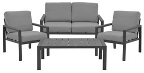 Fashionable living room set of 4 pieces fabric in gray shade and aluminum in anthracite shade 118x72x67 εκ.