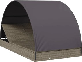 vidaXL Ξαπλώστρα 2 Ατόμων Στρογγ. Οροφή Γκρι 211x112x140εκ Συνθ. Ρατάν