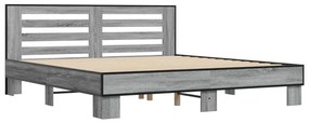 vidaXL Πλαίσιο Κρεβατιού Γκρι Sonoma 200x200 εκ. Επεξ. Ξύλο &amp; Μέταλλο