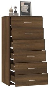 vidaXL Ντουλάπι με 6 Συρτάρια Καφέ Δρυς 50x34x96 εκ Επεξεργασμένο Ξύλο