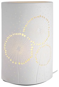 Λάμπα Επιτραπέζια ArteLibre Εκλειπτική Με Διακόσμηση Λουλούδι Λευκό Πορσελάνη 12x12x28cm