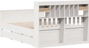 vidaXL Κρεβάτι Βιβλιοθήκη Χωρίς Στρώμα 140x200 εκ Μασίφ Ξύλο Πεύκο