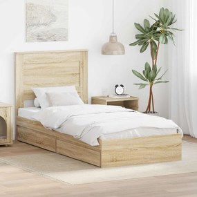 vidaXL Κρεβάτι Αποθήκης Δρύς Sonoma 75 x 190 cm Επεξεργασμένο ξύλο