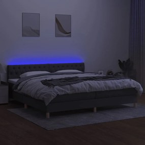 ΚΡΕΒΑΤΙ BOXSPRING ΜΕ ΣΤΡΩΜΑ &amp; LED ΣΚ.ΓΚΡΙ 200X200ΕΚ. ΥΦΑΣΜΑΤΙΝΟ 3133982