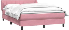 vidaXL Κρεβάτι Boxspring με Στρώμα Ροζ 140x210 εκ. Βελούδινο