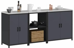 vidaXL Σετ Αποθήκευσης Κουζίνας με ράφι 3 pcs Ανθρακί 210 x 50 x 92 εκ