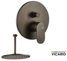Armando Vicario SLIM Μίκτης εντοιχισμού 2 εξ με εκτροπέα &amp; Ανακλινόμενη κεφαλή Ø25εκ &amp; μπράτσο οροφής 20εκ Tuscany Brass