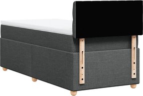 vidaXL Κρεβάτι Boxspring με Στρώμα Σκούρο Γκρι 90x200 εκ. Υφασμάτινο
