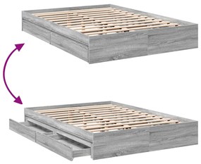 vidaXL Πλαίσιο Κρεβατιού με Συρτάρια Γκρι Sonoma 150x200εκ. Επεξ. Ξύλο