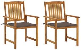 Καρέκλες Κήπου 2 τεμ. από Μασίφ Ξύλο Ακακίας με Μαξιλάρια