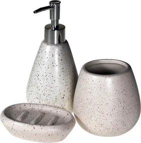 Σετ αξεσουάρ μπάνιου 3 τμχ κεραμικό κρεμ