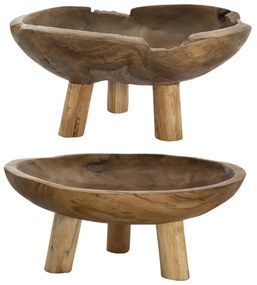 Artekko Woody Μπολ Διακοσμητικό από Ξύλο Teak Φυσικό Σετ/2 Artekko 78339