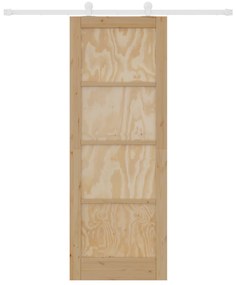 vidaXL Συρόμενη Πόρτα με Σετ Εξαρτημάτων 78x211 cm Συμπαγές Ξύλο Πεύκου