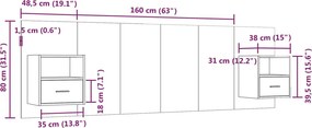 vidaXL Κεφαλάρι Κρεβατιού με Κομοδίνα Λευκό από Επεξεργασμένο Ξύλο