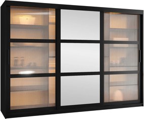 Ντουλάπα Flutes II 250 Συρόμενη-Μαύρο