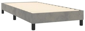 Κρεβάτι Boxspring με Στρώμα Ανοιχτό Γκρι 100x200 εκ. Βελούδινο - Γκρι