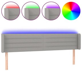 vidaXL Κεφαλάρι Κρεβατιού LED Ανοιχτό Γκρι 183x16x78/88 εκ. Υφασμάτινο
