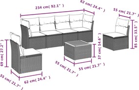vidaXL Σαλόνι Κήπου Σετ 7 τεμ. Μπεζ Συνθετικό Ρατάν με Μαξιλάρια