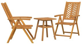 vidaXL Σετ Μπιστρό Κήπου 3 pcs Καφέ Μασίφ ξύλο ακακίας