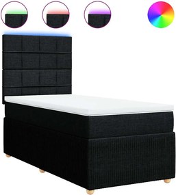 vidaXL Κρεβάτι Boxspring με Στρώμα Μαύρο 90x190 εκ.Υφασμάτινο
